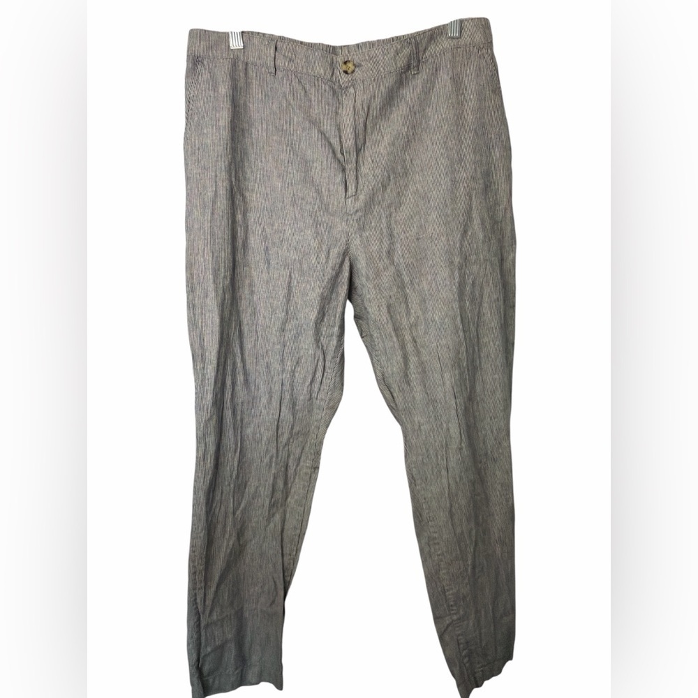 Uniqlo Blue White Stripe Linen Cotton Pants